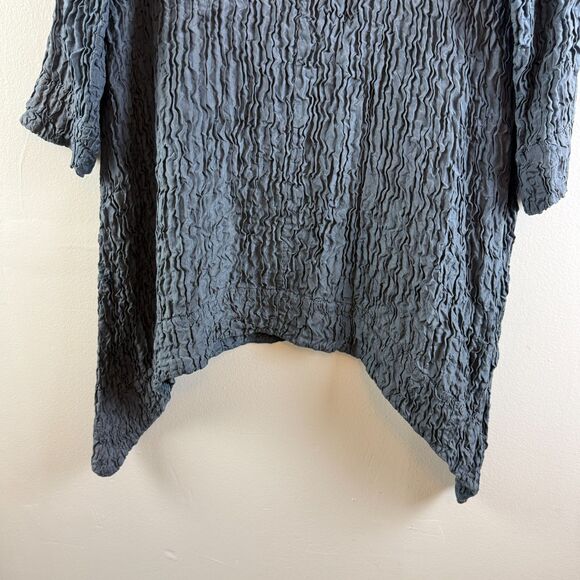 Grizas Lagenlook Tunic Top SIZE S Silk Linen Blend Black Crinkled Oversized - Picture 4 of 10